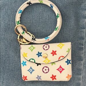 Colorful floral Monogram Canvas card pouch